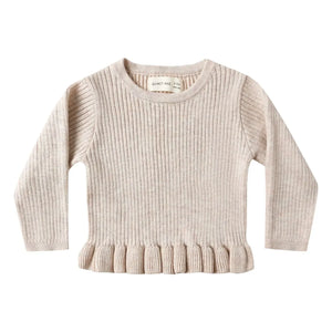 Quincy Mae - Peplum Bio-Rippstrick-T-Shirt | Hafer