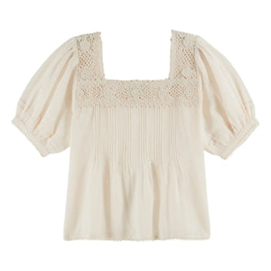 Emile et Ida - Blumenbluse Baumwolle Häkel | Creme