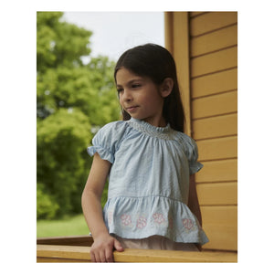 Copenhagen Colors - Blusa de guipur de algodón orgánico | Azul claro