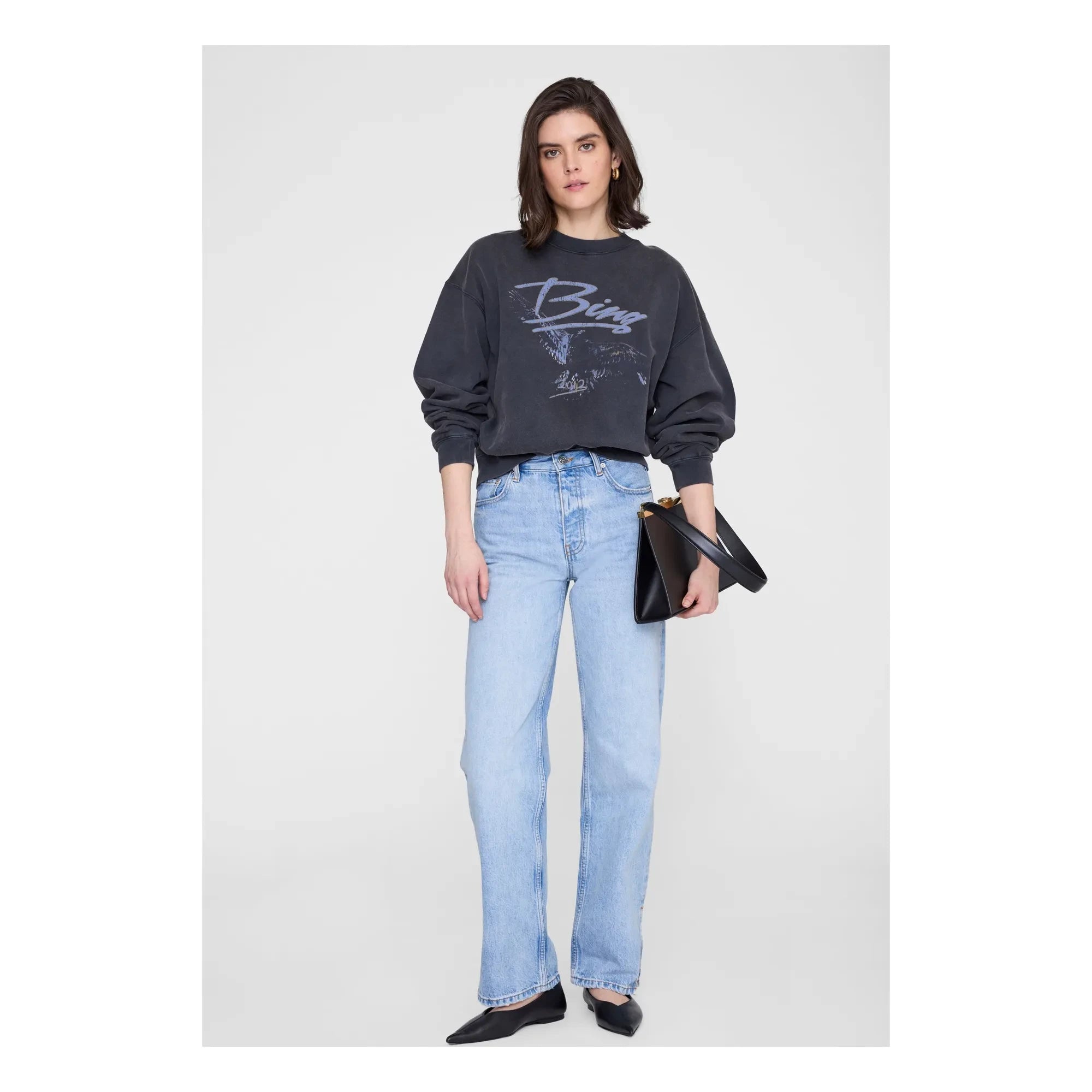 Anine Bing - Spencer sweatshirt | Yıkanmış Siyah