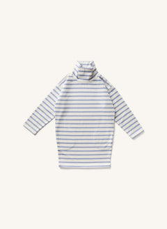 Soor Ploom - Vestido de Cuello Alto de Rayas | Azul Claro
