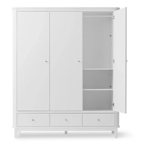 Oliver Furniture - 3 Kapılı Huş Gardırop 204 x 168 cm | Beyaz