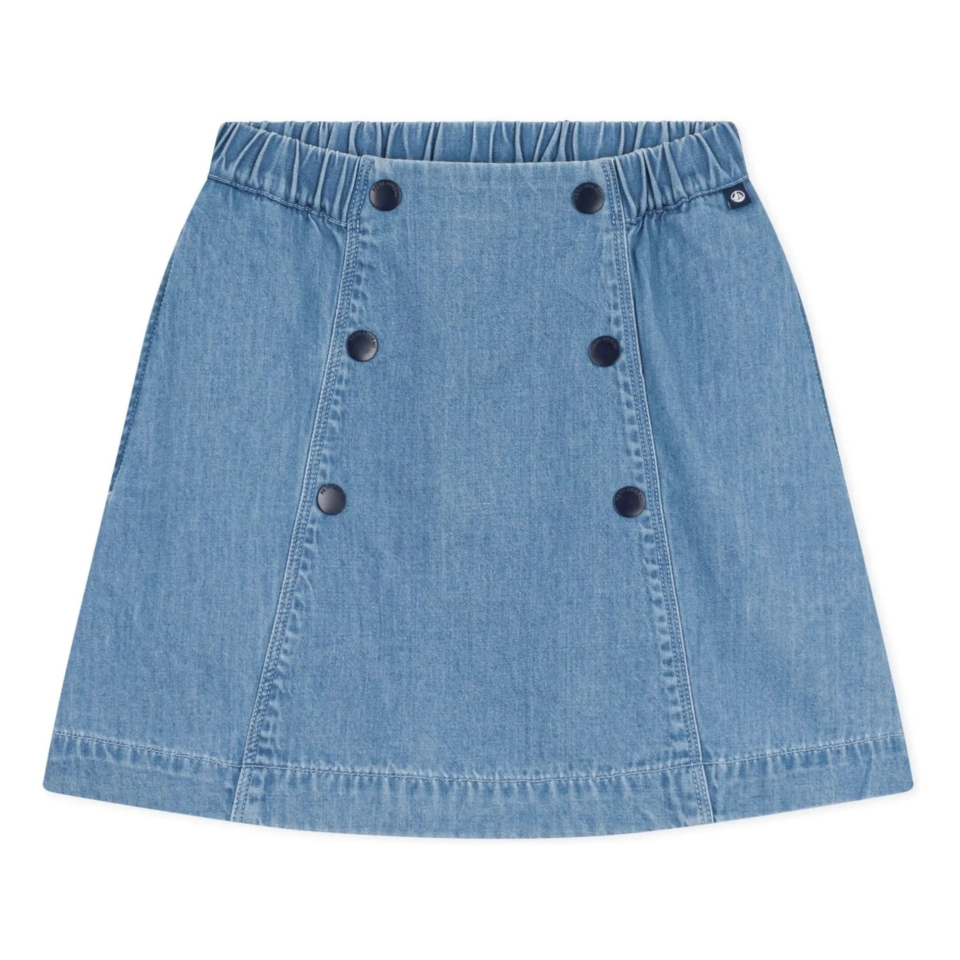 Petit Bateau - Organik pamuk köprülü denim etek | Mavi