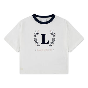 Lacoste - Tişört L Kontrast yaka Organik pamuk | Kırık beyaz