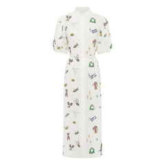 Alémais - Besticktes Leinenkleid | Ecru
