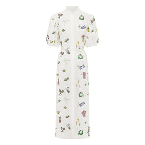 Alémais - Besticktes Leinenkleid | Ecru