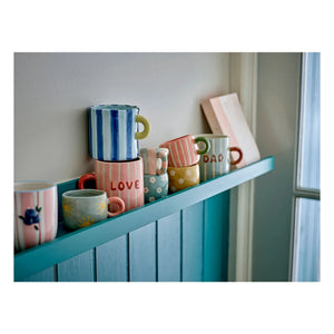 Bloomingville - Nini Stoneware Ceramic Floral Mug | Blue