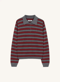 Cordera - Çizgili organik pamuk polo tişört | Gri