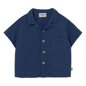 Cozmo - Abel Camisa de Gasa de Algodón | Azul Marino