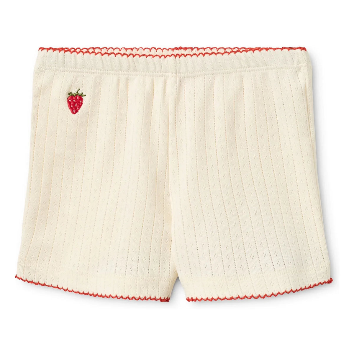 Flöss - Kurzärmliges Pointelle Flora Fraise | Creme