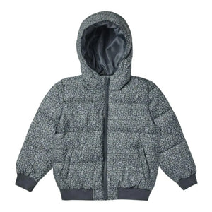 Rylee + Cru - Cropped Puffer Jacket with Floral Pattern | Gray