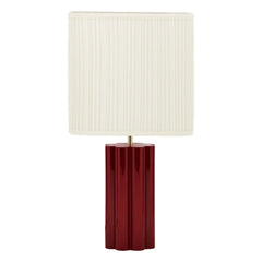 The Socialite Family - Gioia Tischlampe aus lackiertem Holz und geraffter Baumwolle - EU-Version (220 V) | Bordeaux