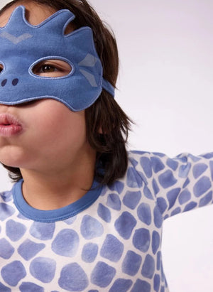 Petit Bateau - Organik Pamuk Dragon Pijama ve Maske Seti | Mavi
