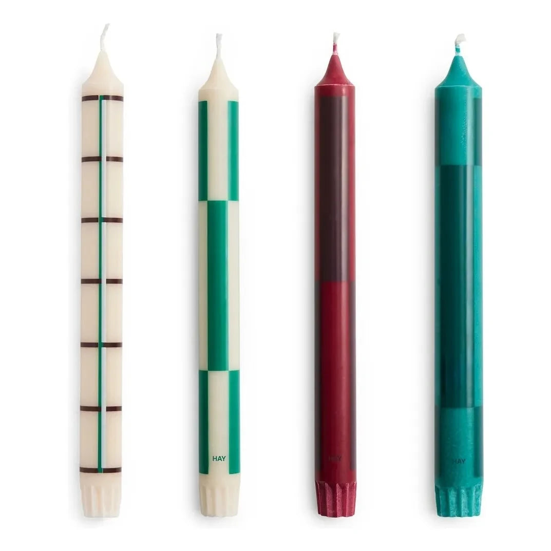 Hay - Desenli mumlar - 4'lü set | Yeşil