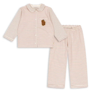 Konges Sløjd - Pijama de algodón orgánico a rayas Pio | Rojo