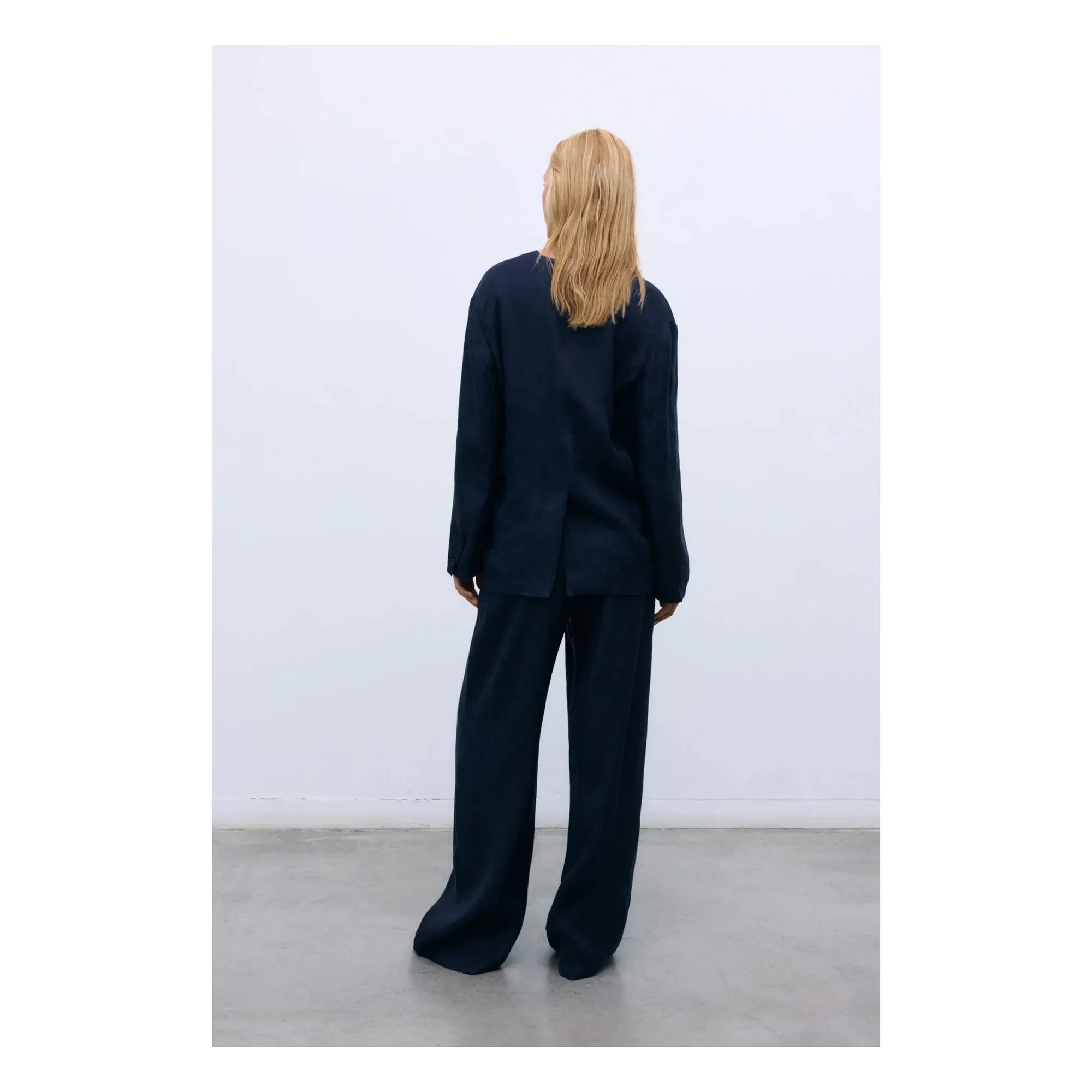 the new society - Luz Keten Pantolon | Gece mavisi