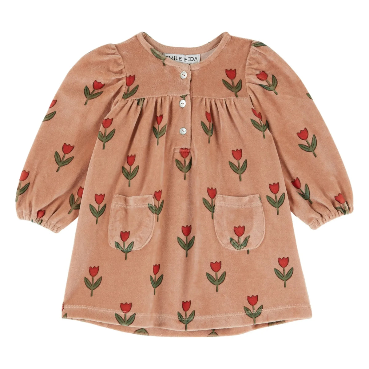 Emile et Ida - Vestido tulipán de terciopelo de algodón orgánico | Rosa
