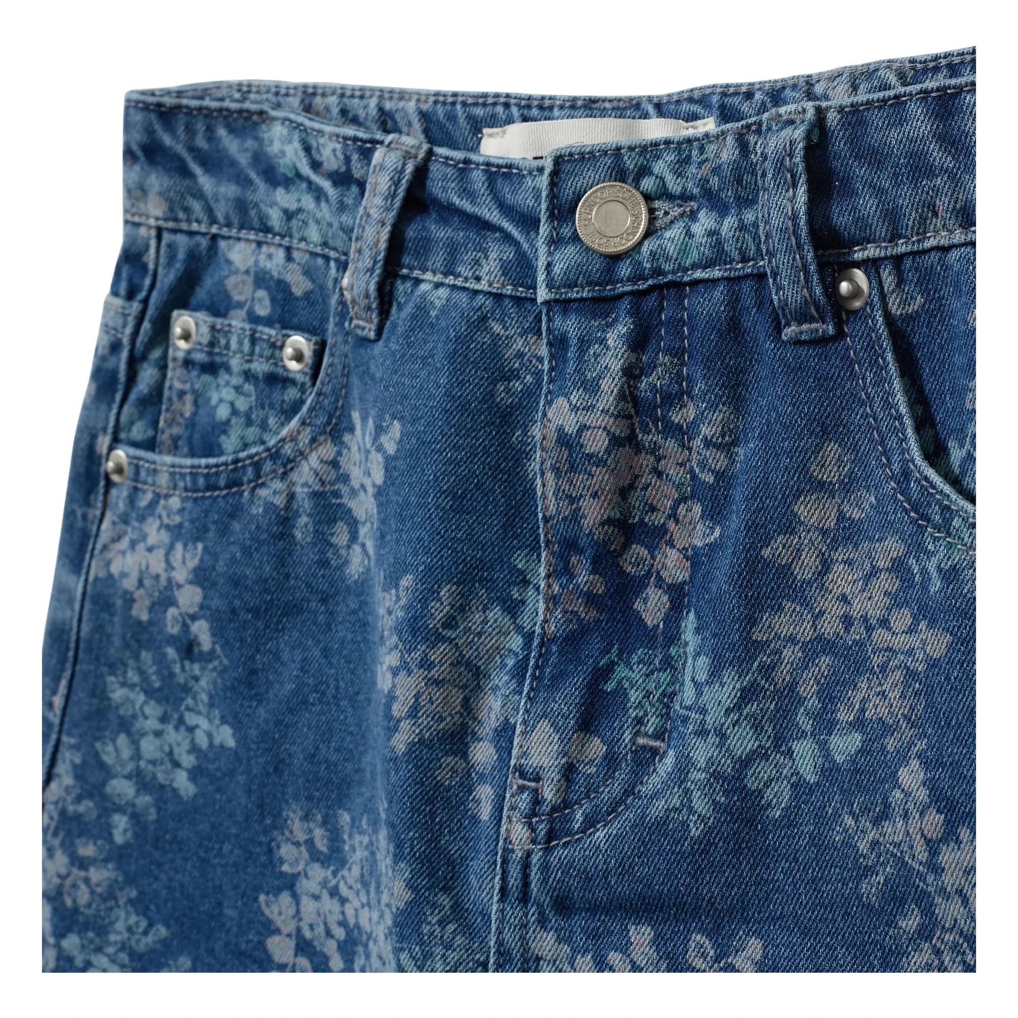 Sofie Schnoor - Cally Denim Çiçekli Mini Etek | Denim mavi