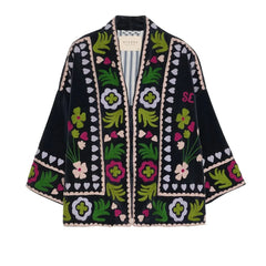 SISSEL EDELBO - Timothy bestickte Jacke mit Gürtel | Schwarz