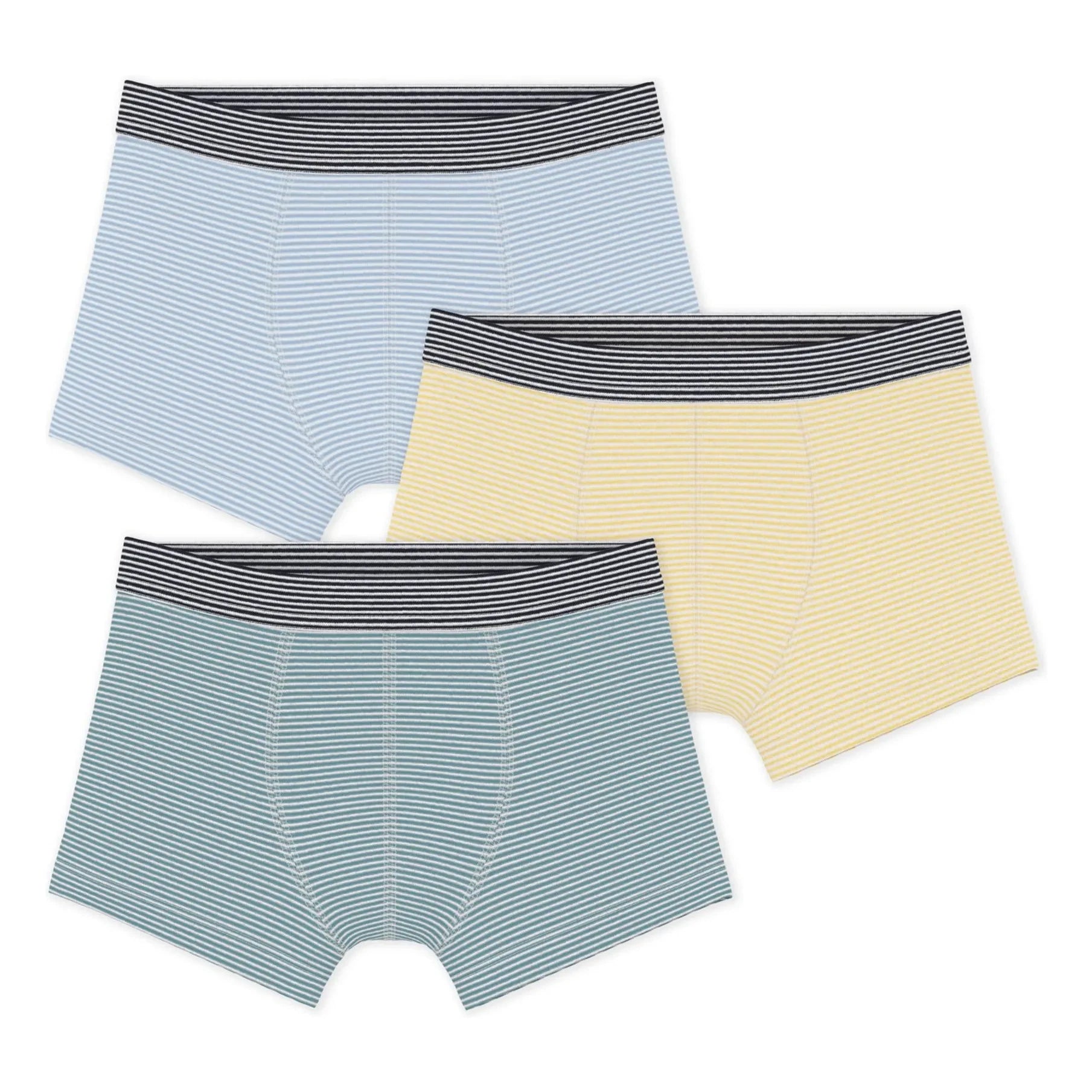 Petit Bateau - 3’lü Çizgili Boxer Brief Seti | Mavi