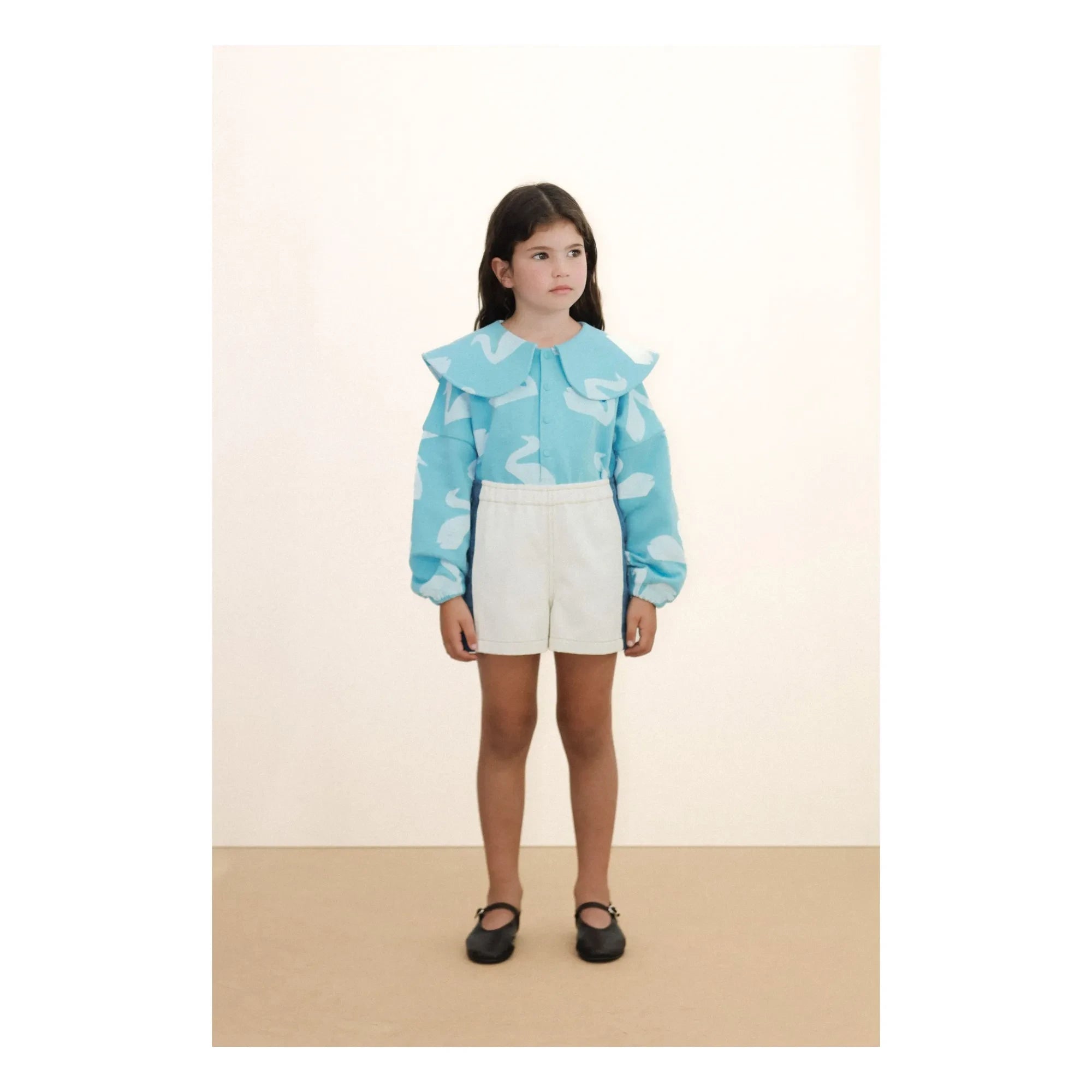 Tinycottons - Düğmeli Yaka Sweatshirt Kuğular | Açık mavi