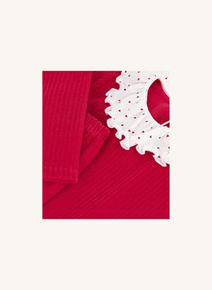 Petit Bateau - Fitilli Yaka Pijama Organik Pamuk | Kırmızı