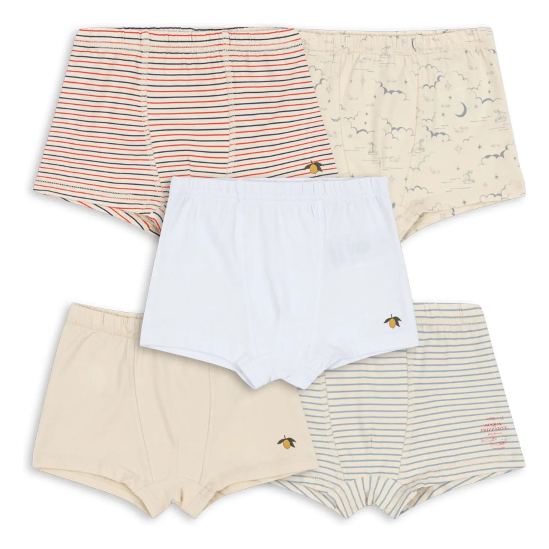 Konges Sløjd - 5’li Çizgili Organik Pamuklu Boxer Slip | Bej