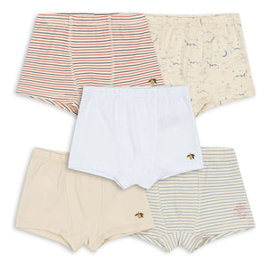 Konges Sløjd - 5er Pack Gestreifte Boxer Slips aus Bio-Baumwolle | Beige