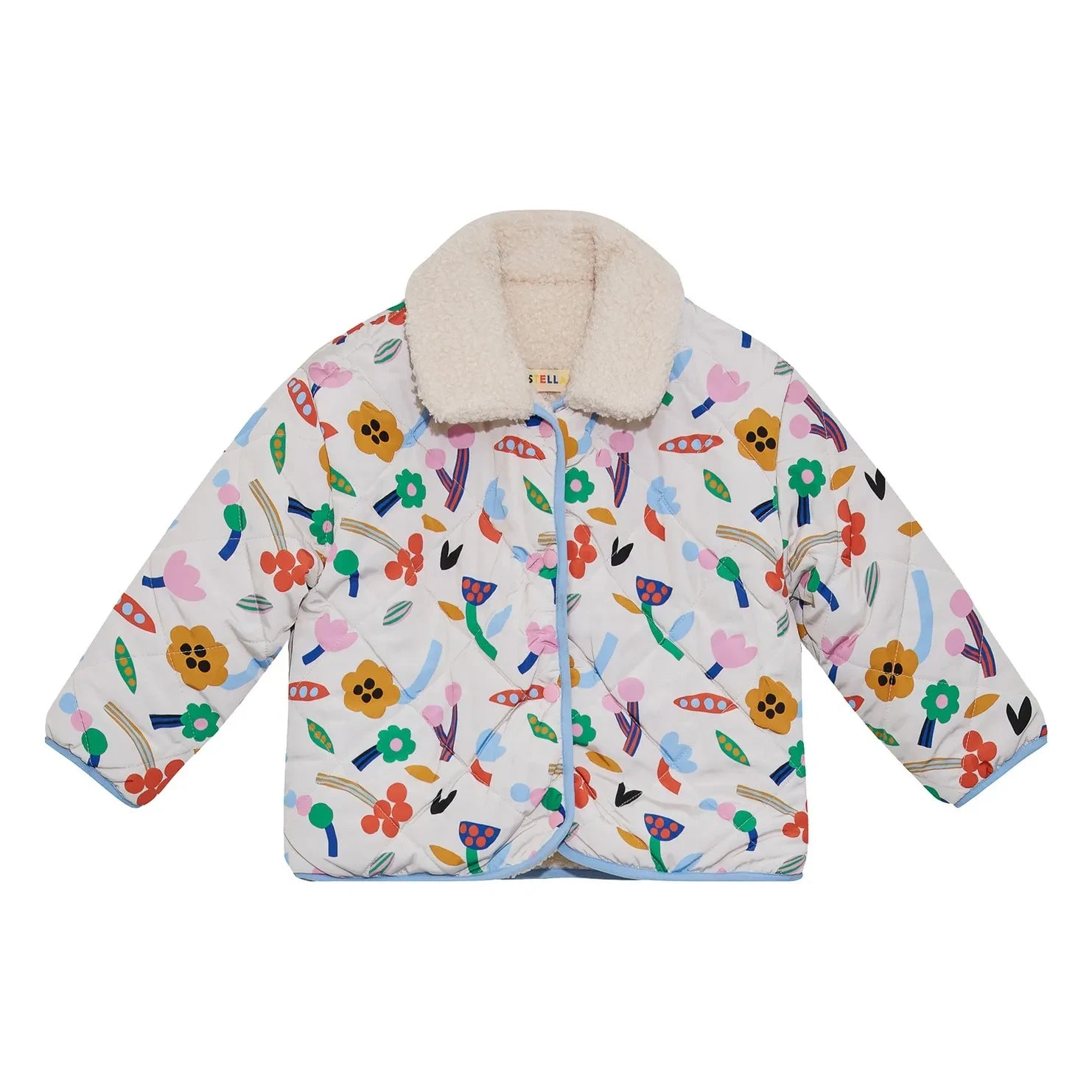 Petit Stella - Chaqueta de sherpa floral de doble cara | Crema