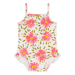 Petit Bateau - Çiçek Desenli Bebek Mayosu | Beyaz