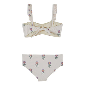 Emile et Ida - Bandeau-Badeanzug mit Blumenmuster | Creme