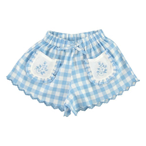 Bebe Organic - Pantalón corto con bordado de azulejos Viola | Azul claro