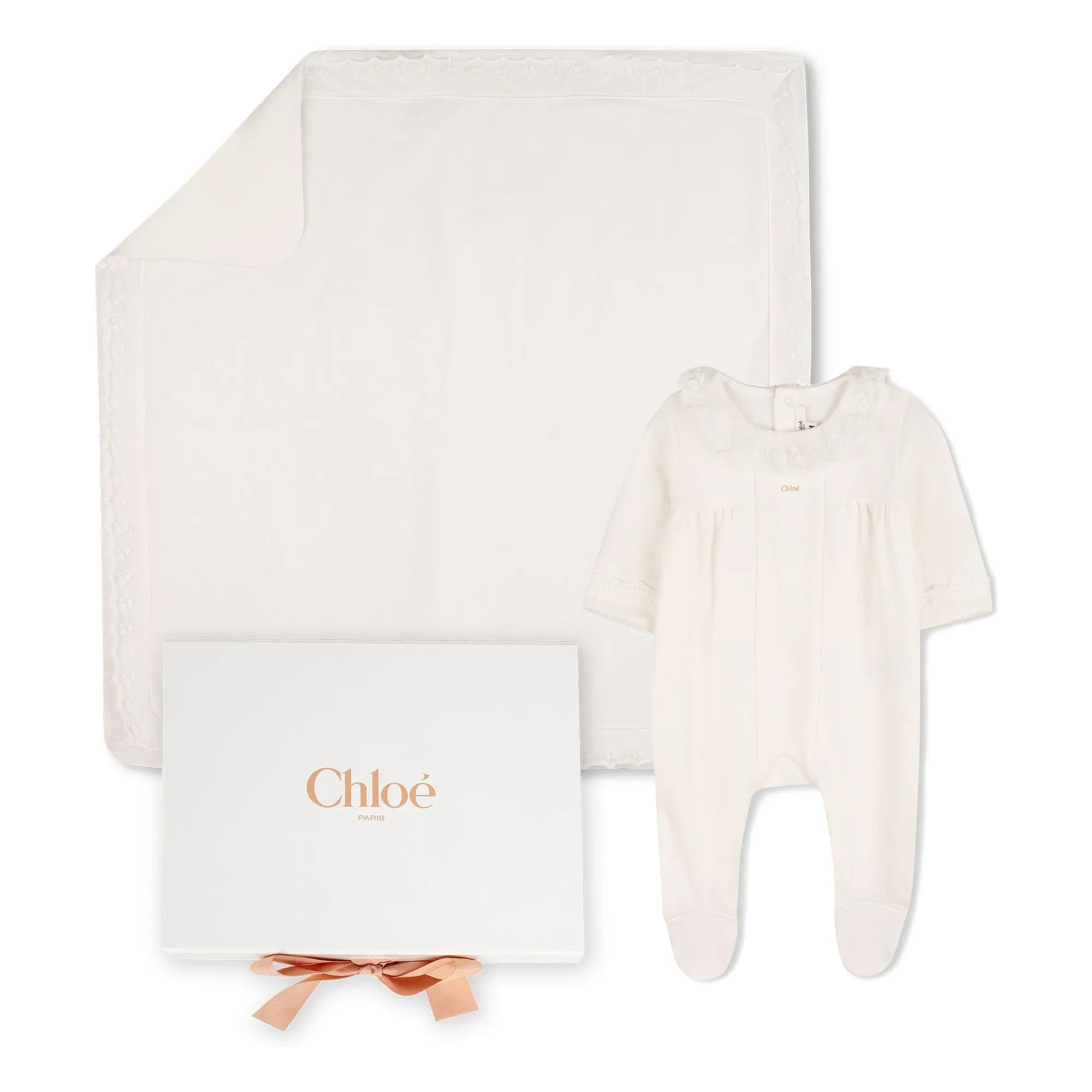 Chloé - Organik pamuk pijama ve battaniye seti | Beyaz
