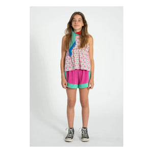Piupiuchick - Organische Baumwoll-Frottee-Shorts mit Farbblock-Design | Fuchsia