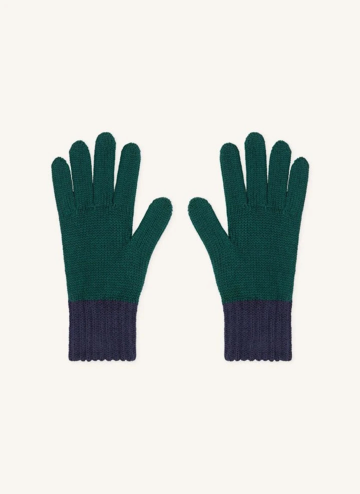 Petit Bateau - Bicolor Guantes de algodón orgánico | Verde