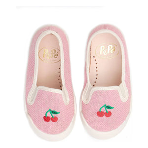 Pèpè - Pink T-Shirts with Cherry Embroidery Slip-Ons
