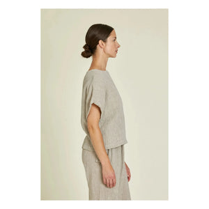 Black Crane – Basic Leinen-Top | Hellgrau