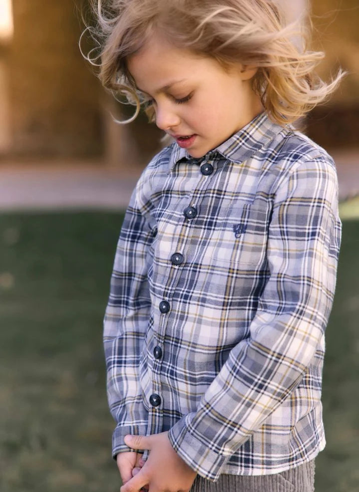 Tartine et Chocolat - Bébé TC قميص مربعات بجيب | Indigo