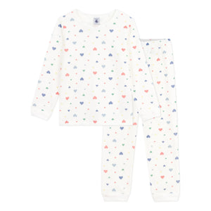 Petit Bateau - Kalpler Pijama Takımı Organik Pamuk | Beyaz