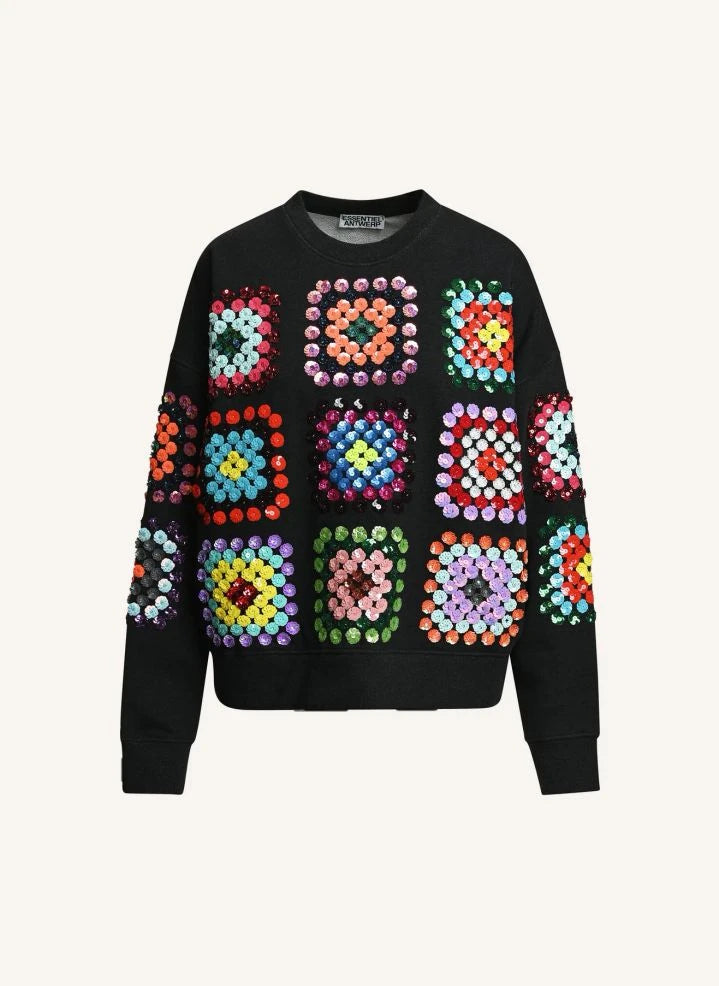 Essentiel Antwerp - Karneval bestickter Pullover | Schwarz