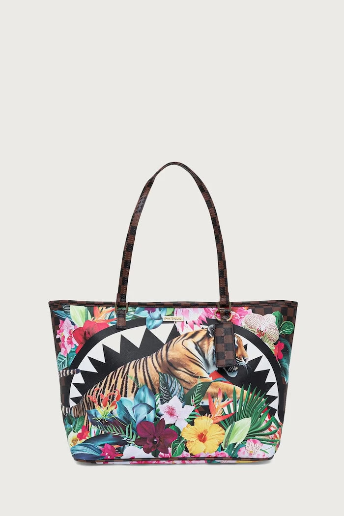 Sprayground - फॉरेस्ट प्रिंट वाली काली महिला शॉपिंग बैग 910T9391NSZ