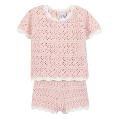 Tartine et Chocolat - Pointelle T-Shirt- und Shorts-Set | Hellrosa