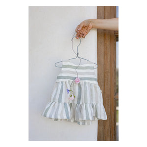 1+ in the family - Gestreiftes Leinen Calonge Kleid | Ecru