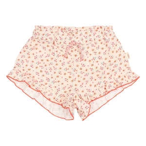 Búho - Pantalón corto de flores a cuadros | Melocotón