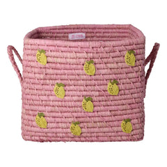 Rice - Limon hasır saklama sepeti | Pembe