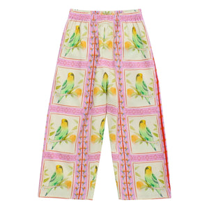 Maison Mangostan - Pantalones Patchwork Birds | Rosa