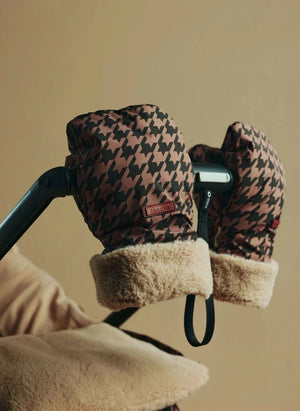 Töastie - Geri Dönüştürülmüş Elyaf Houndstooth Bebek Arabası Eldivenleri | Kahverengi