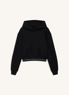 Anine Bing - Dany Kırpılmış Pamuklu Sweatshirt | Siyah