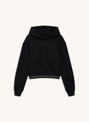 Anine Bing - Dany Kırpılmış Pamuklu Sweatshirt | Siyah