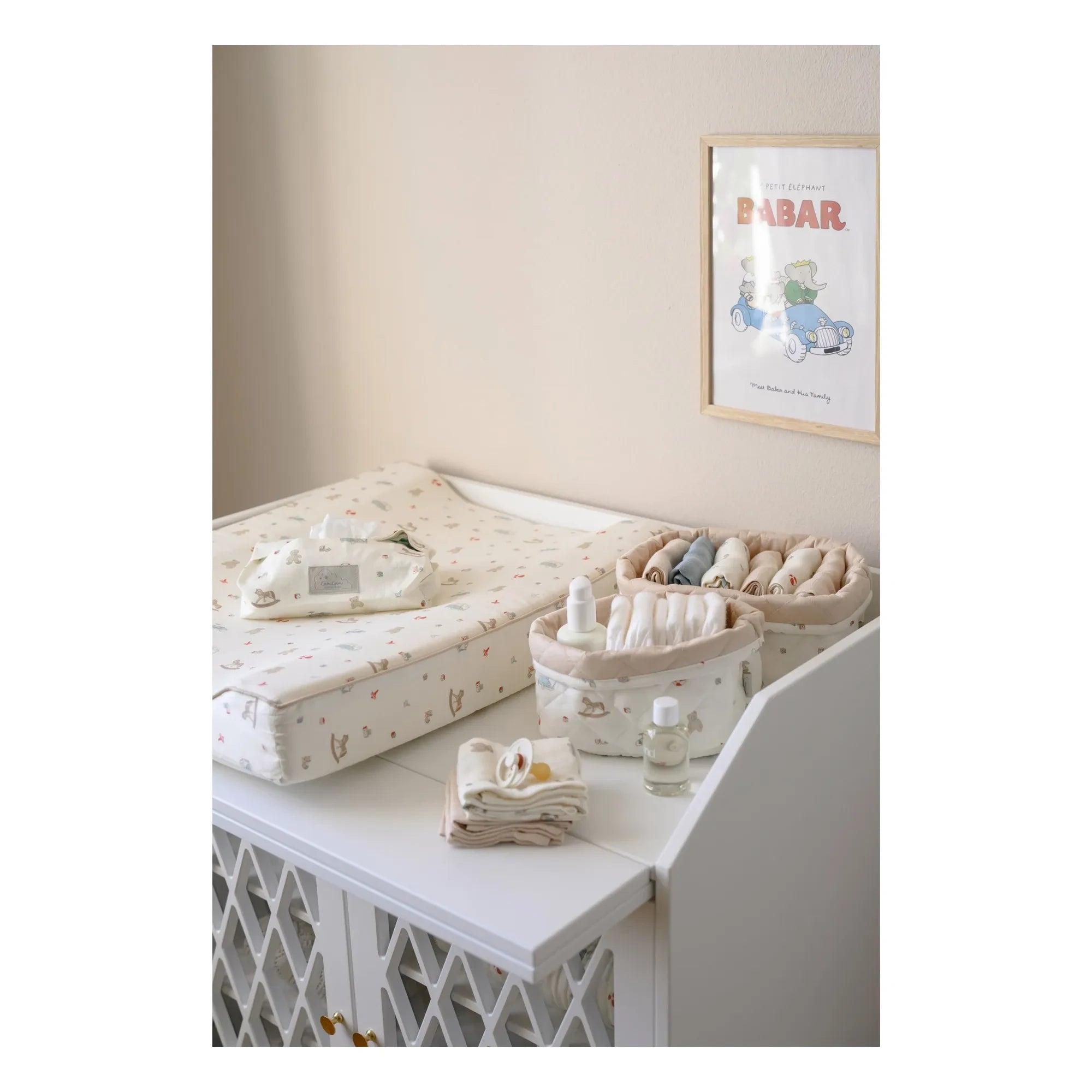 Cam Cam - Çizgili banyo kareleri - 4'lü set | Mavi